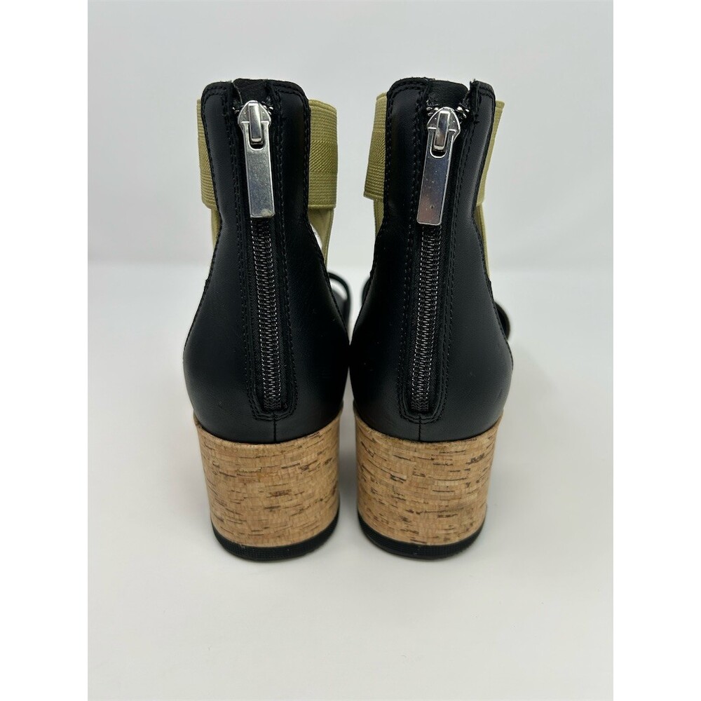 SOREL Platform Wedge Sandals Womens Black Cork Midsole Elastic Straps Size 11 - Picture 8 of 12